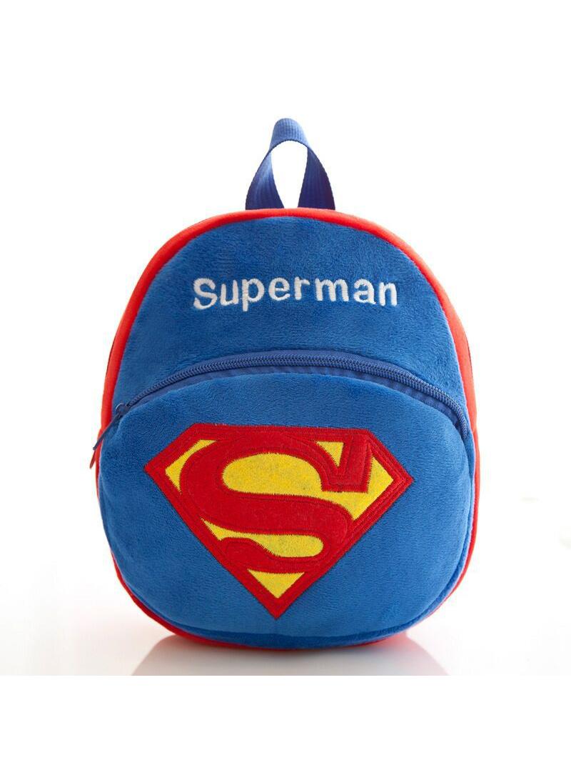 general Kids Superman Embroidered Backpack Cartoon Plush Kindergarten Backpack