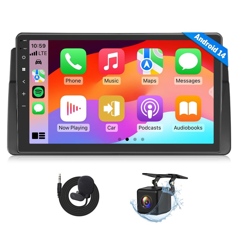 Eonon Car Stereo 464GB for BMW 3 Series 325i 330i M3 E46 19982006 Android 14 Wireless CarPlay Stereo 9 Inch Touchscreen Android Auto Radio BluetoothSWCGPS E46X7 Upgrade - Image 2