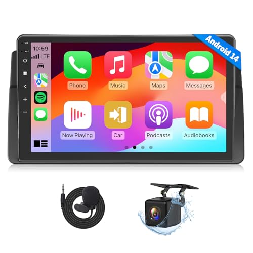Eonon Car Stereo 464GB for BMW 3 Series 325i 330i M3 E46 19982006 Android 14 Wireless CarPlay Stereo 9 Inch Touchscreen Android Auto Radio BluetoothSWCGPS E46X7 Upgrade - Image 1