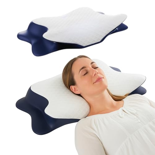 CUSHIO Cervical Butterfly Pillow – Orthopedic Memory Foam for Neck & Shoulder Pain Relief | Contour Pillow with Arm Rest | Dual Height Design for Side & Back Sleepers - Image 1