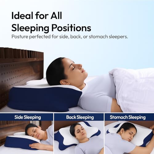 CUSHIO Cervical Butterfly Pillow – Orthopedic Memory Foam for Neck & Shoulder Pain Relief | Contour Pillow with Arm Rest | Dual Height Design for Side & Back Sleepers - Image 5