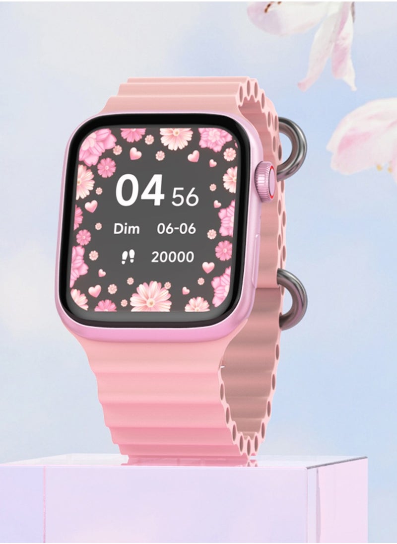 modio - Modio Super Mini Ladies Special Smart Watch with Three Set Strap and Wireless Charger Pink - Image 1