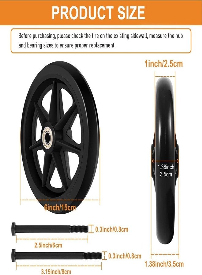 CANWUPON 2 Pack 6 Inch Solid Replacement Wheels - Environmentally Friendly Rubber Material, Wear-Resistant PU Tires, Anti-Slip, and Durable ABS Wheel Hub - Easy to Install, Compatible with Most Models… - Image 2