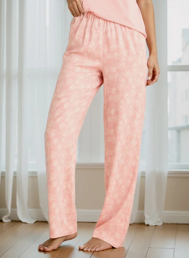 Splash FAV  Floral Print T-shirt and Pyjama Set for Women | Best Price UAE