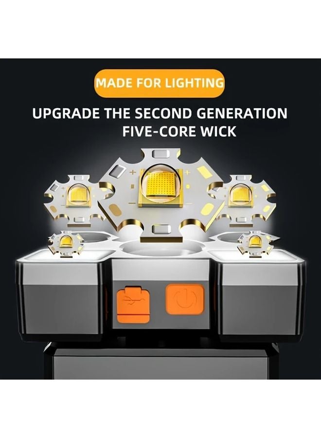 Blue USB Rechargeable LED Headlamp 5 Mode Super Bright for Outdoor Fishing Hiking - Image 3