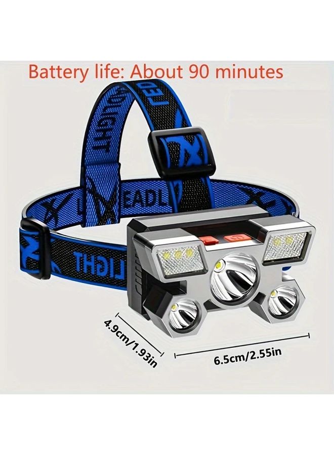 Blue USB Rechargeable LED Headlamp 5 Mode Super Bright for Outdoor Fishing Hiking - Image 5