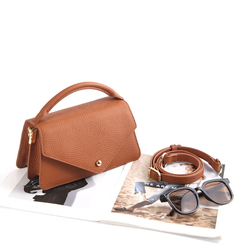 Niche Design Bag House Of Want * Semi-Handmade Messenger Bag First Layer Litchi Pattern Cowhide Messenger Bag - Image 5