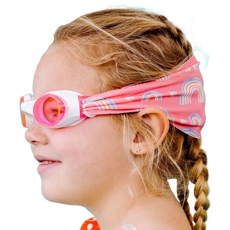 Splash Place Swim Goggles with Fabric Strap - OVER THE RAINBOW | Fun, Fashionable, Comfortable - Adult & Kids Swim Goggles - Won't Pull Your Hair - High Visibility Anti-Fog Lenses - Image 1