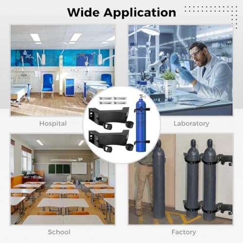 yeesport 2PCS Cylinder Wall Mounted Brackets, Propane Tank Brackets, Durable ABS Gas Cylinder Mounting Brackets with Screws and Safety Chains, ABS Plastic Holders for 40L Oxygen and Helium Cylinders - Image 5