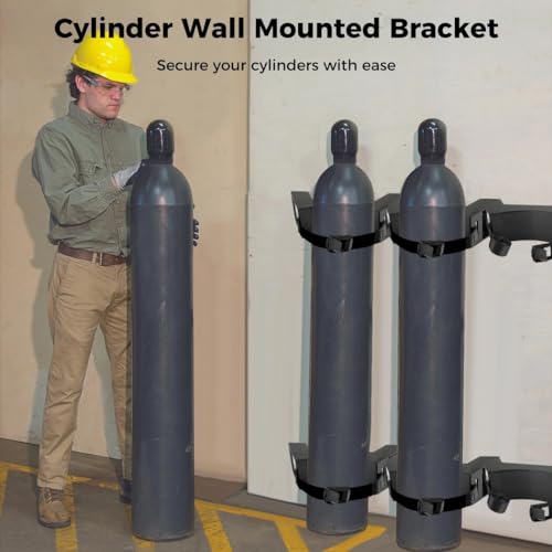 yeesport 2PCS Cylinder Wall Mounted Brackets, Propane Tank Brackets, Durable ABS Gas Cylinder Mounting Brackets with Screws and Safety Chains, ABS Plastic Holders for 40L Oxygen and Helium Cylinders - Image 2