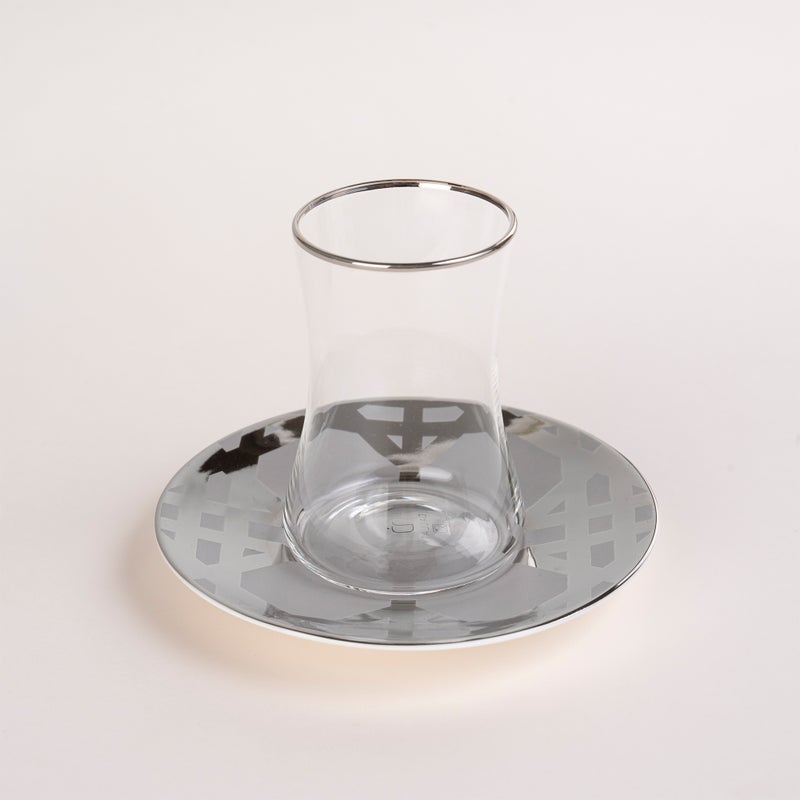 Dallaty grey porcelain and glass Tea and coffee cups set 18 pcs - Image 3