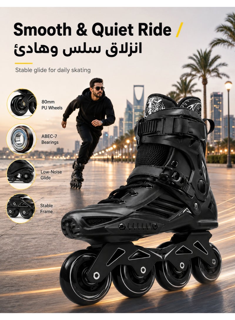 Loquat Inline Skates for Adults and Men, Professional Roller Skates with Ankle Support for Girls and Boys, Outdoor Indoor Inline Skates for Children, Beginners, Unisex, Size 42 - Image 4