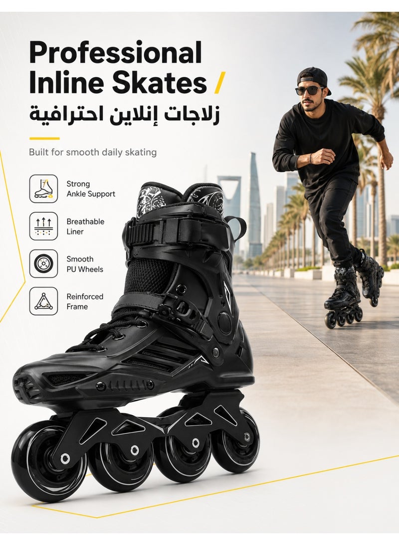 Loquat Inline Skates for Adults and Men, Professional Roller Skates with Ankle Support for Girls and Boys, Outdoor Indoor Inline Skates for Children, Beginners, Unisex, Size 42 - Image 3