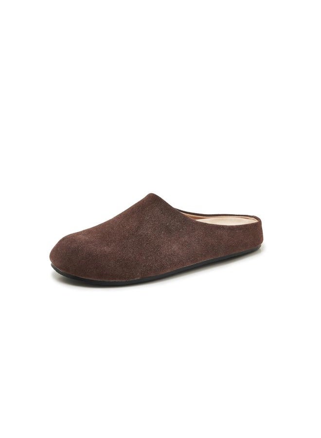 ATBELL Women's Suede Clogs Round Toe Leopard Print Leather Mules Cork Footbed Clog with Arch Support Comfort Casual Slip-on Fall Shoes in Brown Size 9 - Image 3