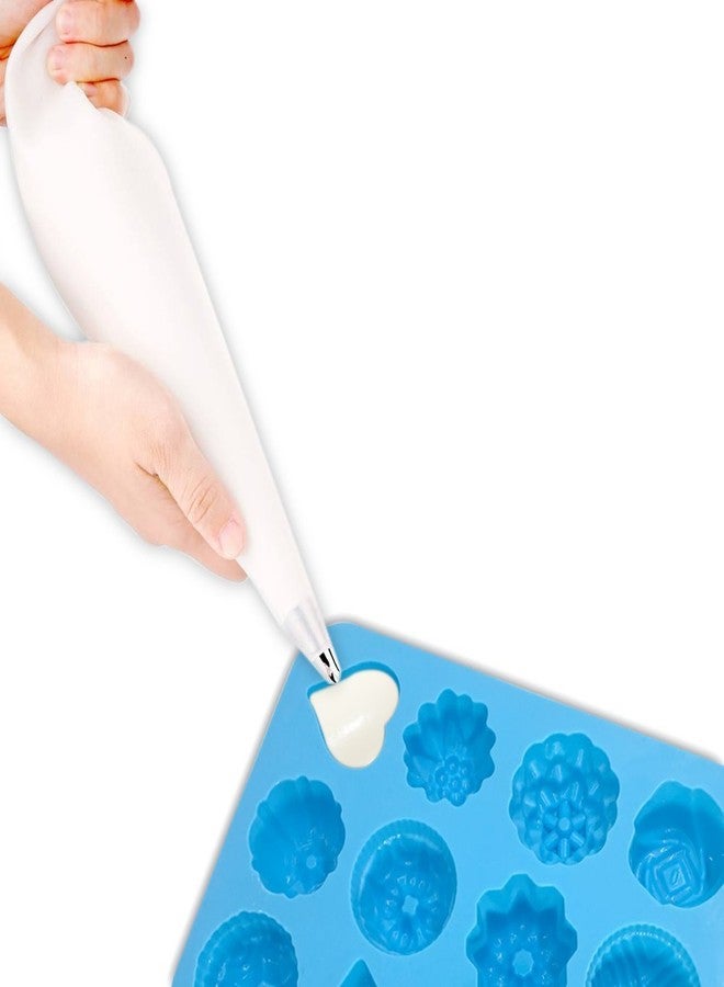 سورس تون مجموعة من 3 قوالب سيليكون على شكل زهور للخبز - غير لاصقة، 12 تجويفًا للكب كيك، والمافن، والشوكولاتة، والجيلي، والبودينغ، والحلوى - أزرق، أخضر، أحمر - Image 3