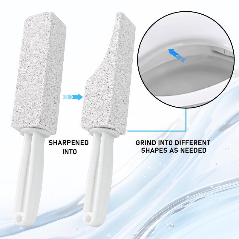 ddLUCK 2 Pack Pumice Cleaning Stone With Handle Toilet Bowl Cleaner Toilet Brush With Non-Slip Long Plastic Handle For Kitchen/Bath/Pool/Household Cleaning (White) - Image 4