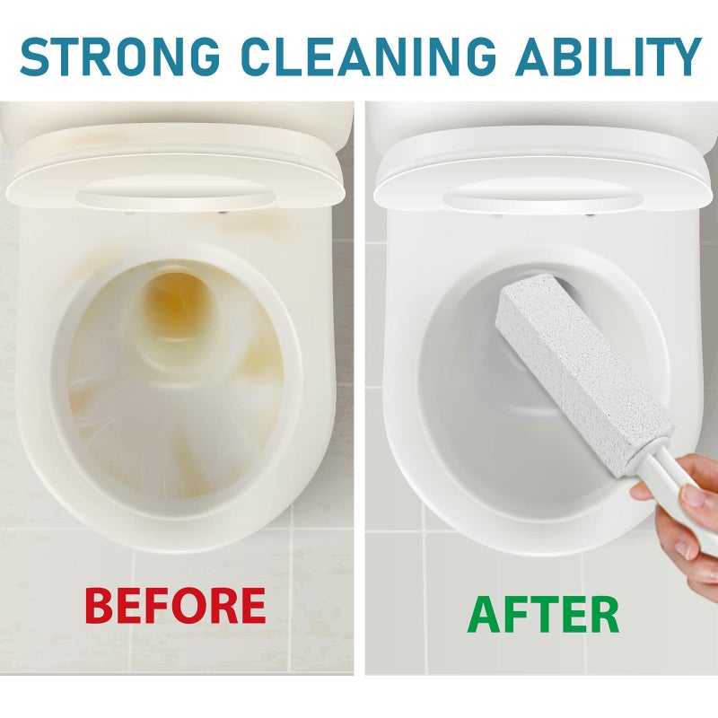 ddLUCK 2 Pack Pumice Cleaning Stone With Handle Toilet Bowl Cleaner Toilet Brush With Non-Slip Long Plastic Handle For Kitchen/Bath/Pool/Household Cleaning (White) - Image 2