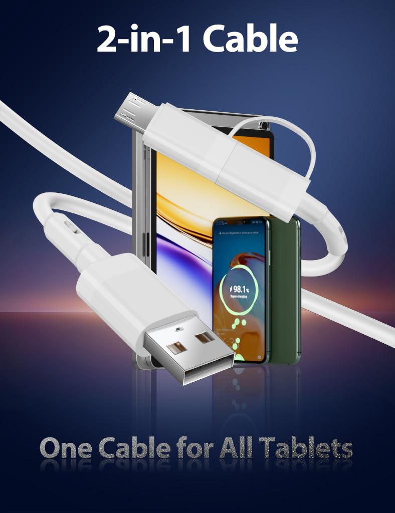 SCOVEE Cable for Amazon Fire Tablet,USB Charger Cord for Kindle Paperwhite,Oasis,Voyage Touch E-Readers,Micro Cable USB C Charging Cord Fire HD 10 8 7 Plus,Max 11,Kids Pro,Edition,Type C (White, 3ft) - Image 5