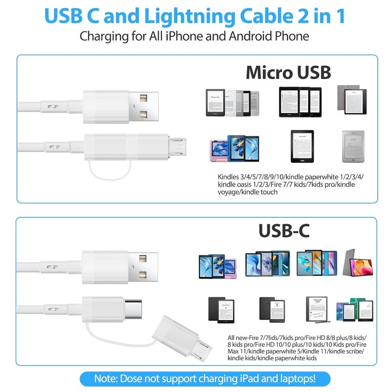 SCOVEE Cable for Amazon Fire Tablet,USB Charger Cord for Kindle Paperwhite,Oasis,Voyage Touch E-Readers,Micro Cable USB C Charging Cord Fire HD 10 8 7 Plus,Max 11,Kids Pro,Edition,Type C (White, 3ft) - Image 3