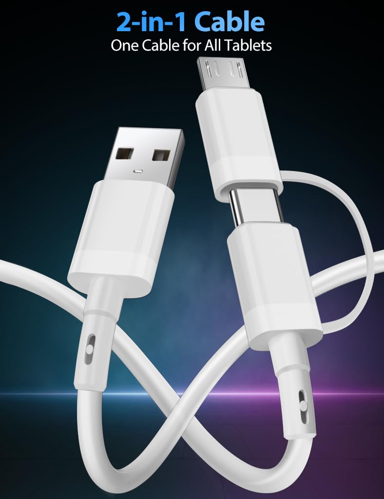 SCOVEE Cable for Amazon Fire Tablet,USB Charger Cord for Kindle Paperwhite,Oasis,Voyage Touch E-Readers,Micro Cable USB C Charging Cord Fire HD 10 8 7 Plus,Max 11,Kids Pro,Edition,Type C (White, 3ft) - Image 2