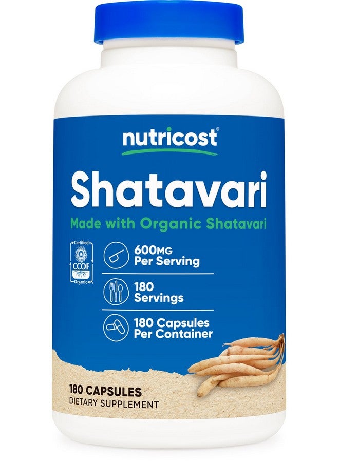 Nutricost Shatavari 600mg, 180 Capsules, 180 Servings - CCOF Certified Made with Organic Shatavari, Non-GMO, Gluten Free, Vegetarian Friendly - Image 1
