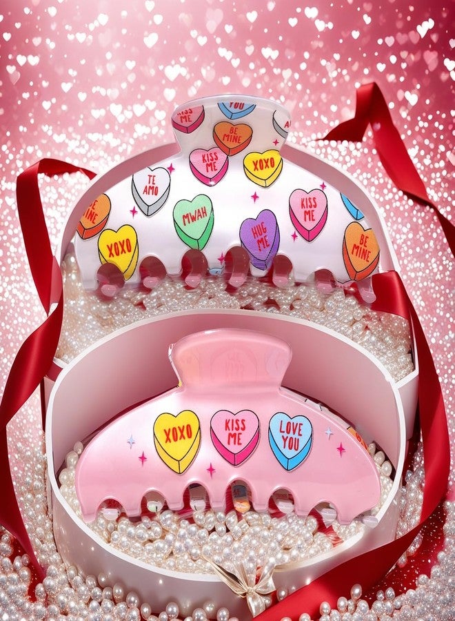 BVGA 2 Pcs Valentines Hair Claw Clips Large Pink Green Candy Heart Acetate Hair Claw Clips Hairgrips for Women Valentines Hair Accessories Headwear Gifts for Her - Image 5