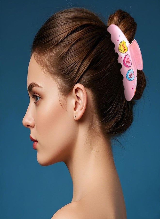 BVGA 2 Pcs Valentines Hair Claw Clips Large Pink Green Candy Heart Acetate Hair Claw Clips Hairgrips for Women Valentines Hair Accessories Headwear Gifts for Her - Image 2