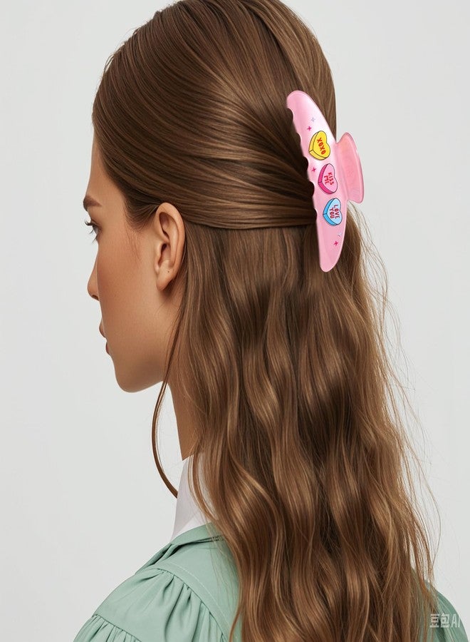 BVGA 2 Pcs Valentines Hair Claw Clips Large Pink Green Candy Heart Acetate Hair Claw Clips Hairgrips for Women Valentines Hair Accessories Headwear Gifts for Her - Image 4