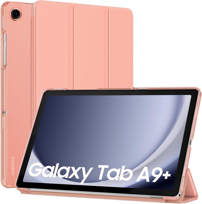 موكو حافظة MoKo لجهاز Galaxy Tab A9 Plus 11 بوصة 2023، غطاء ذكي واقٍ نحيف مع حامل وظهر شفاف من البولي كربونات الصلب لجهاز Galaxy Tab (SM-X210/X216/X218)، إيقاظ/إسبات تلقائي، لون برتقالي مشمشي - Image 1