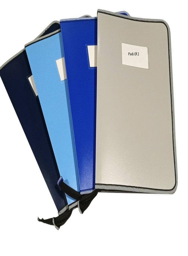 Shining Zon Zipper Display Book Folder for Documents, Certificates Multi-Utility Portfolio Folder PP Material with 10 Bound Plastic Binder Sleeves, Size FC (fullscap), Mix Colour Colour, Set of 2 - Image 1