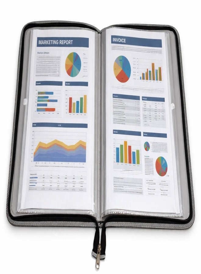 Shining Zon Zipper Display Book Folder for Documents, Certificates Multi-Utility Portfolio Folder PP Material with 10 Bound Plastic Binder Sleeves, Size FC (fullscap), Mix Colour Colour, Set of 2 - Image 4