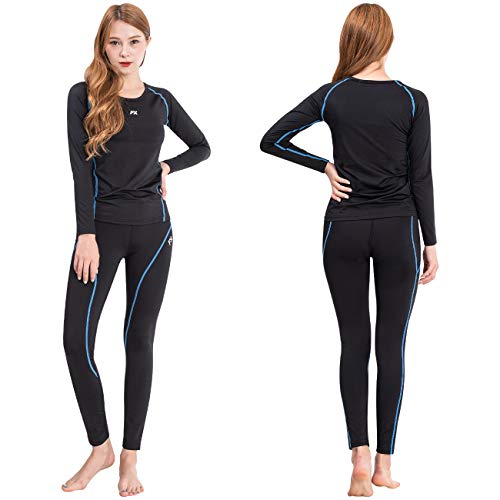 FITEXTREME Womens MAXHEAT Fleece Long Johns Thermal Underwear Set Black L - Image 1