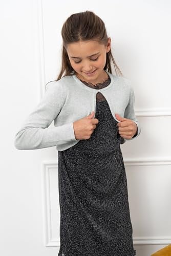 BOLEROSE Girls Long Sleeve Sparkle Cardigan Childrens Kids Bolero Shrug (Silver, 13-14 YRS) - Image 5