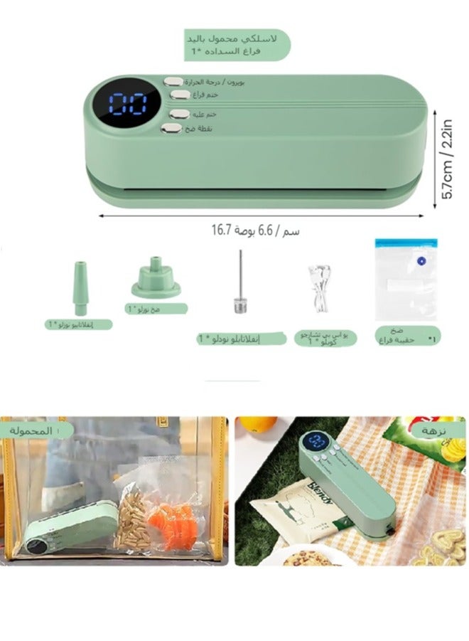 Alinfu Mini Vacuum Food Sealer Machine, 3 in 1 Handheld Vacuum Sealer for Dry& Moist Food Storage Saver with 4pcs vacuum bag, Bag Sealer, Inflation Pump for Balls Swim Ring, Cordless  - Image 5