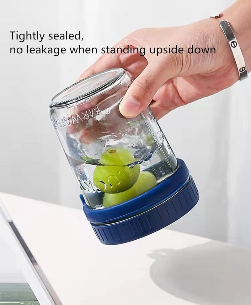 bellemax 350 ml Oats Container With Lids And Spoon set of 1 pc Glass Mason Jars For Overnight Oats Leak Proof Container with Measurment For Cereal Fruit Vegetable Milk Salad Yogurt (random color) - Image 3