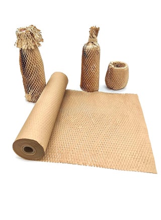 Honeycomb Packaging Paper Wrap Roll 15" x 131", Cushion Wrap Roll Eco Friendly Moving Packaging,Protective Kraft Shipping Wrapping Suppliers Boxes Filler Brown for Shipping/ Moving Fragile