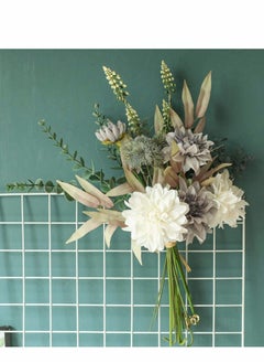 Excefore Fake Flowers Plants Silk Flower Arrangements Wedding Bouquets Decorations Plastic Floral Table Centerpieces for Home Kitchen Garden Party Décor (Purple White)  - Image 5