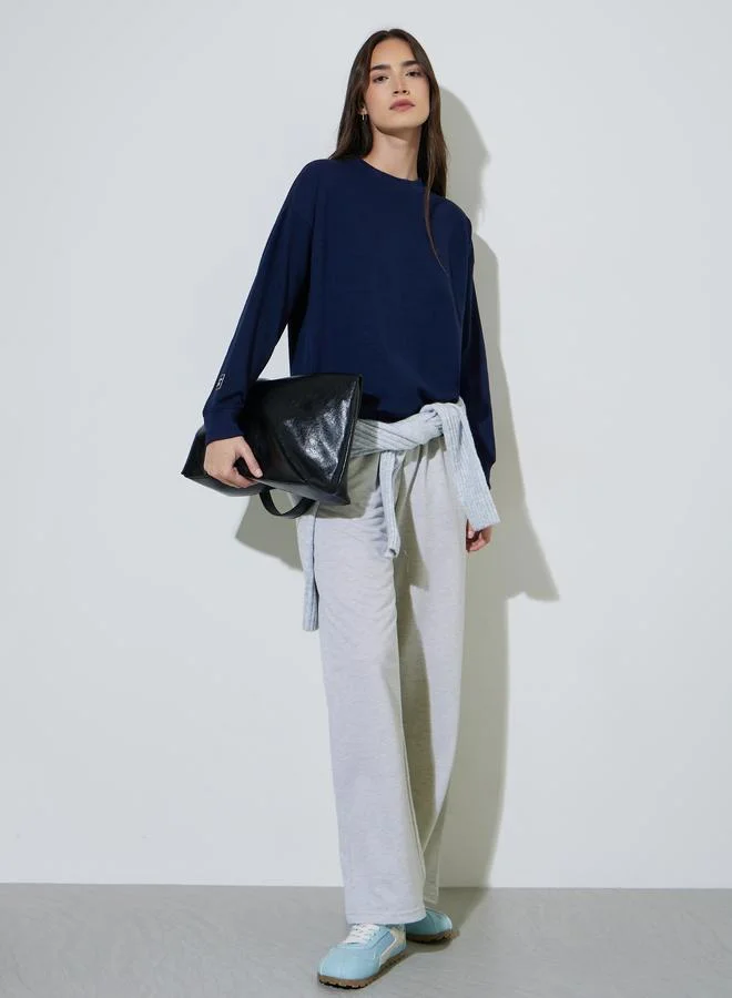 Styli Navy Blue Oversized Sweatshirt