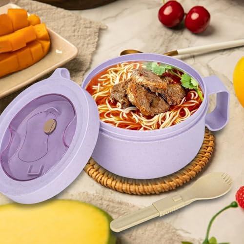 Ronanemon 2 Pack Soup Bowl with Handles, Microwave Ramen Bowl with Lid for Soup and Instant Noodles,Oatmeal, Gumbo, Salad,BPA Free - Image 2