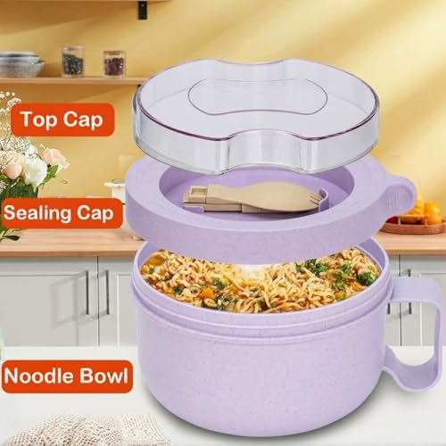 Ronanemon 2 Pack Soup Bowl with Handles, Microwave Ramen Bowl with Lid for Soup and Instant Noodles,Oatmeal, Gumbo, Salad,BPA Free - Image 4