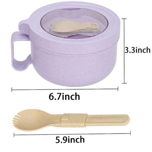 Ronanemon 2 Pack Soup Bowl with Handles, Microwave Ramen Bowl with Lid for Soup and Instant Noodles,Oatmeal, Gumbo, Salad,BPA Free - Image 3