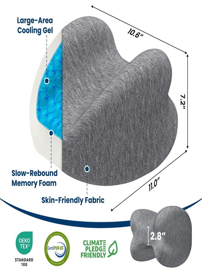 SofterCharm Knee Pillow for Side Sleepers - Cooling Gel Memory Foam Leg Pillow for Side Sleeping, Heart-Shaped Between Legs Cushion for Pressure Relief on Sciatica, Lower Back, Hips & Joints, Grey - Image 2