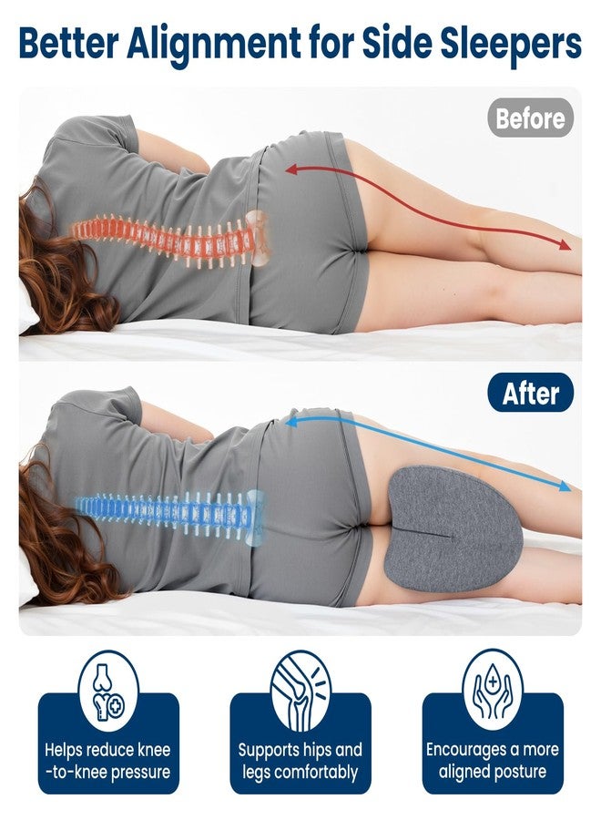 SofterCharm Knee Pillow for Side Sleepers - Cooling Gel Memory Foam Leg Pillow for Side Sleeping, Heart-Shaped Between Legs Cushion for Pressure Relief on Sciatica, Lower Back, Hips & Joints, Grey - Image 3