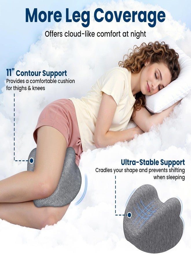 SofterCharm Knee Pillow for Side Sleepers - Cooling Gel Memory Foam Leg Pillow for Side Sleeping, Heart-Shaped Between Legs Cushion for Pressure Relief on Sciatica, Lower Back, Hips & Joints, Grey - Image 5