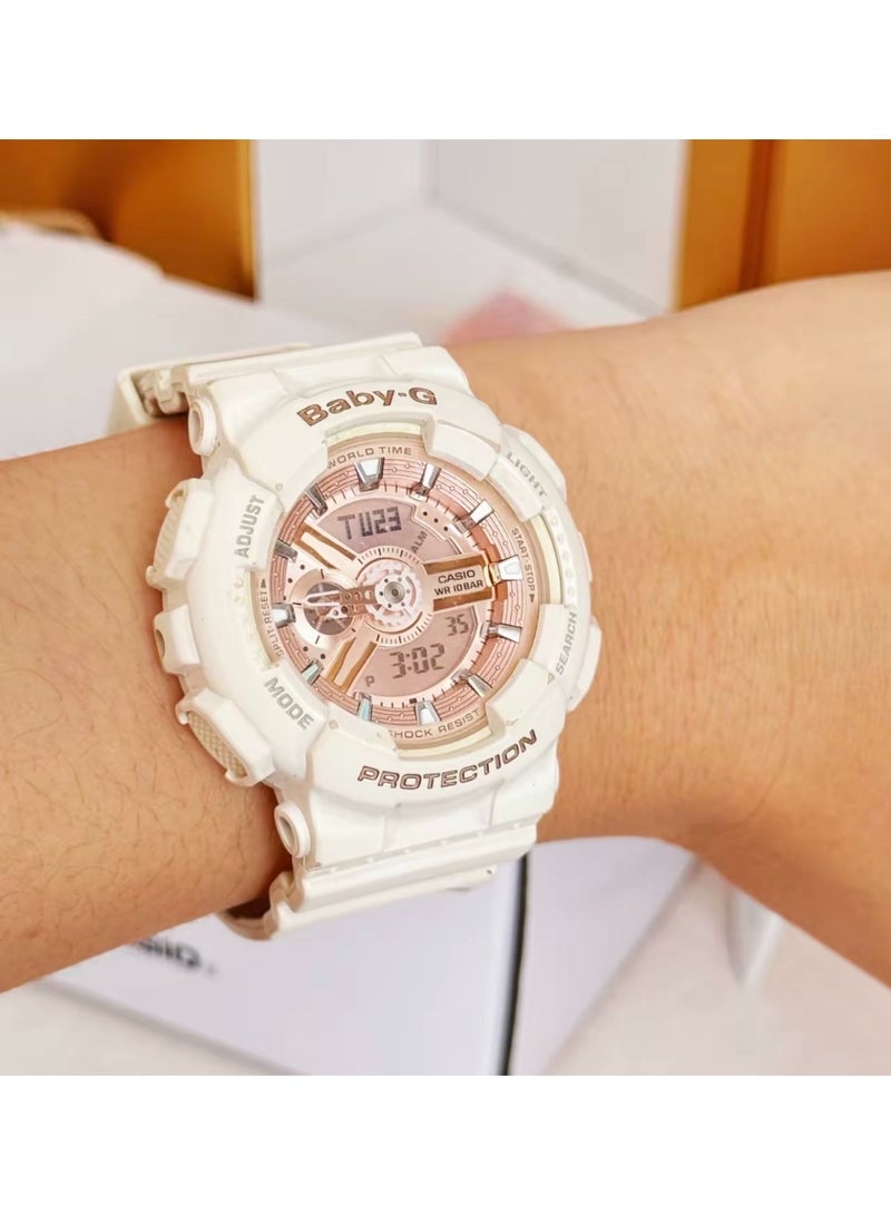 كاسيو سلسلة CASIO BABY-G - مقاومة للماء، وساعة رياضية، بقلم كوارتزي، حزام من الراتنج، ساعة كورية-يابانية، ساعة للنساء، وجه أبيض - Image 2