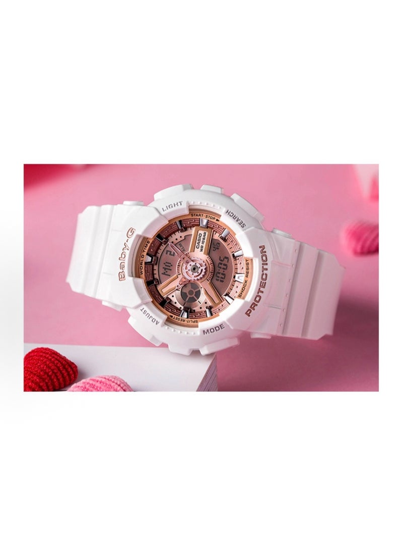كاسيو سلسلة CASIO BABY-G - مقاومة للماء، وساعة رياضية، بقلم كوارتزي، حزام من الراتنج، ساعة كورية-يابانية، ساعة للنساء، وجه أبيض - Image 3