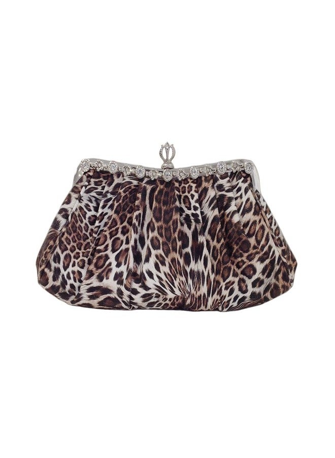 JNB Synthetic Leopard Print Clutch, Brown - Image 1