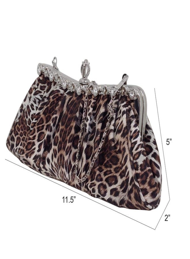 JNB Synthetic Leopard Print Clutch, Brown - Image 3