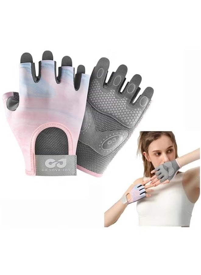 GO LOVE JOY Gym Gloves Women & Men with Silicone Padding for Enhanced Grip Wear-Resistant, Anti-Slip, and Shock-Absorbing, Perfect for Sport Dumbbell, Fitness, Cycling, and Pull-Ups(M) - Image 1
