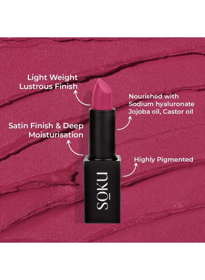 SOKU Censored Matte Long Lasting Lipstick For Women | Creamy Lipstick | Moisturising | Smooth Finish & Lightweight | One Swipe Pigmentation (Pink Fling 05) - 4.2 G - Image 2